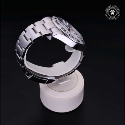Rolex Certified Pre-owned Explorer M216570-0001 front on black background