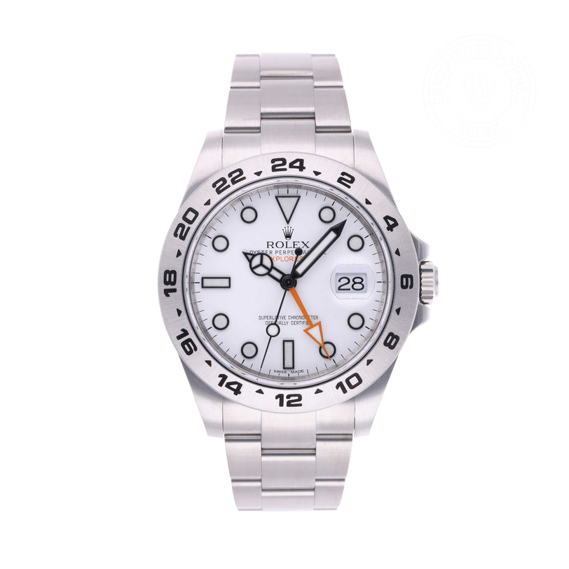Rolex Certified Pre-owned Explorer M216570-0001 front on white background