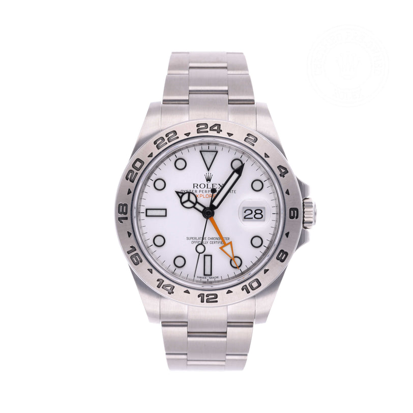 Rolex Certified Pre-owned Explorer M216570-0001 front on white background