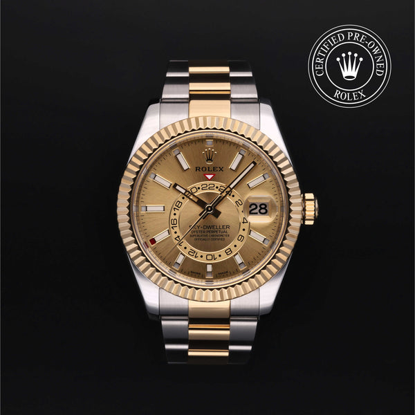 Rolex Certified Pre-owned Sky-Dweller M326933-0001 front on black background