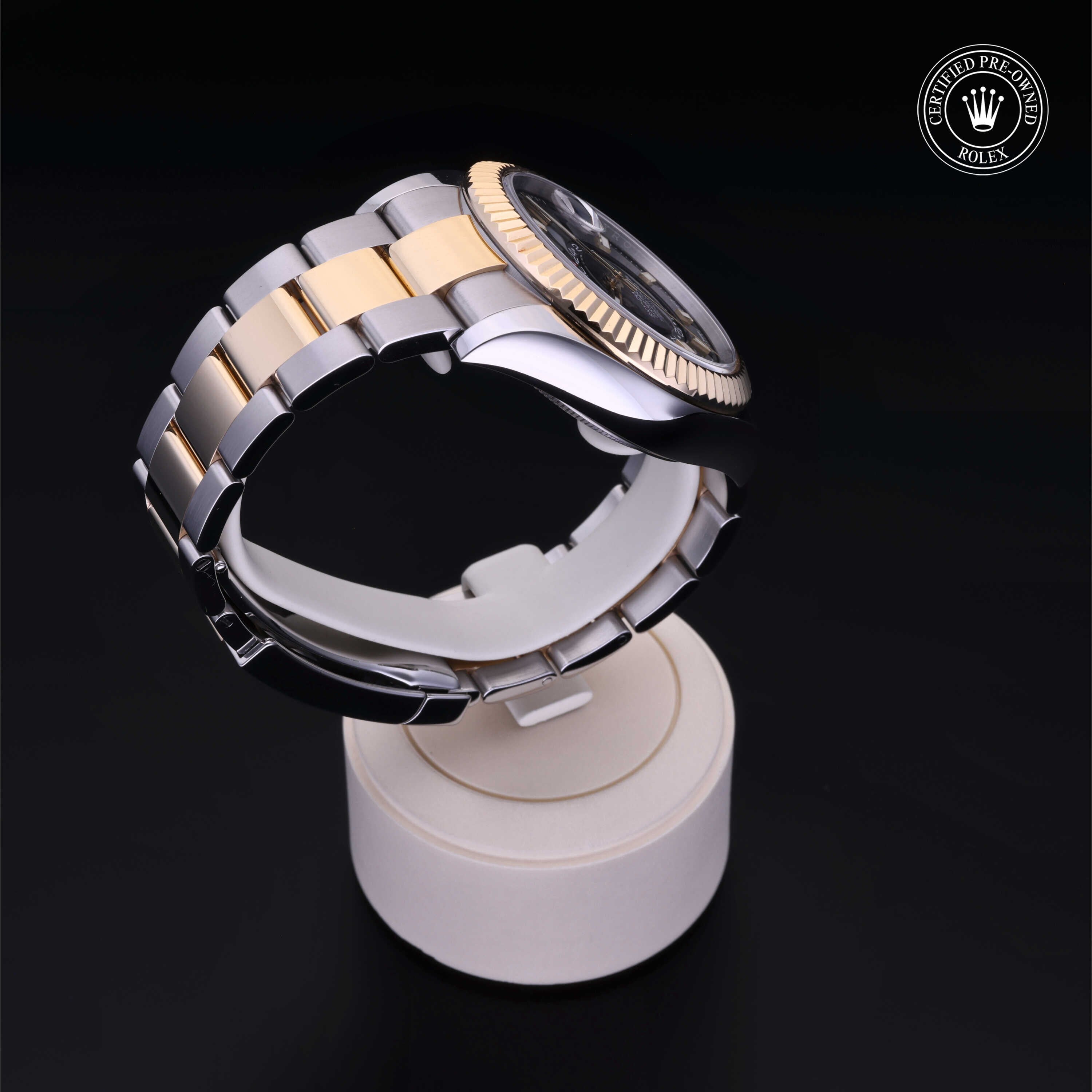 Rolex Certified Pre-owned Sky-Dweller M326933-0002 front on black background