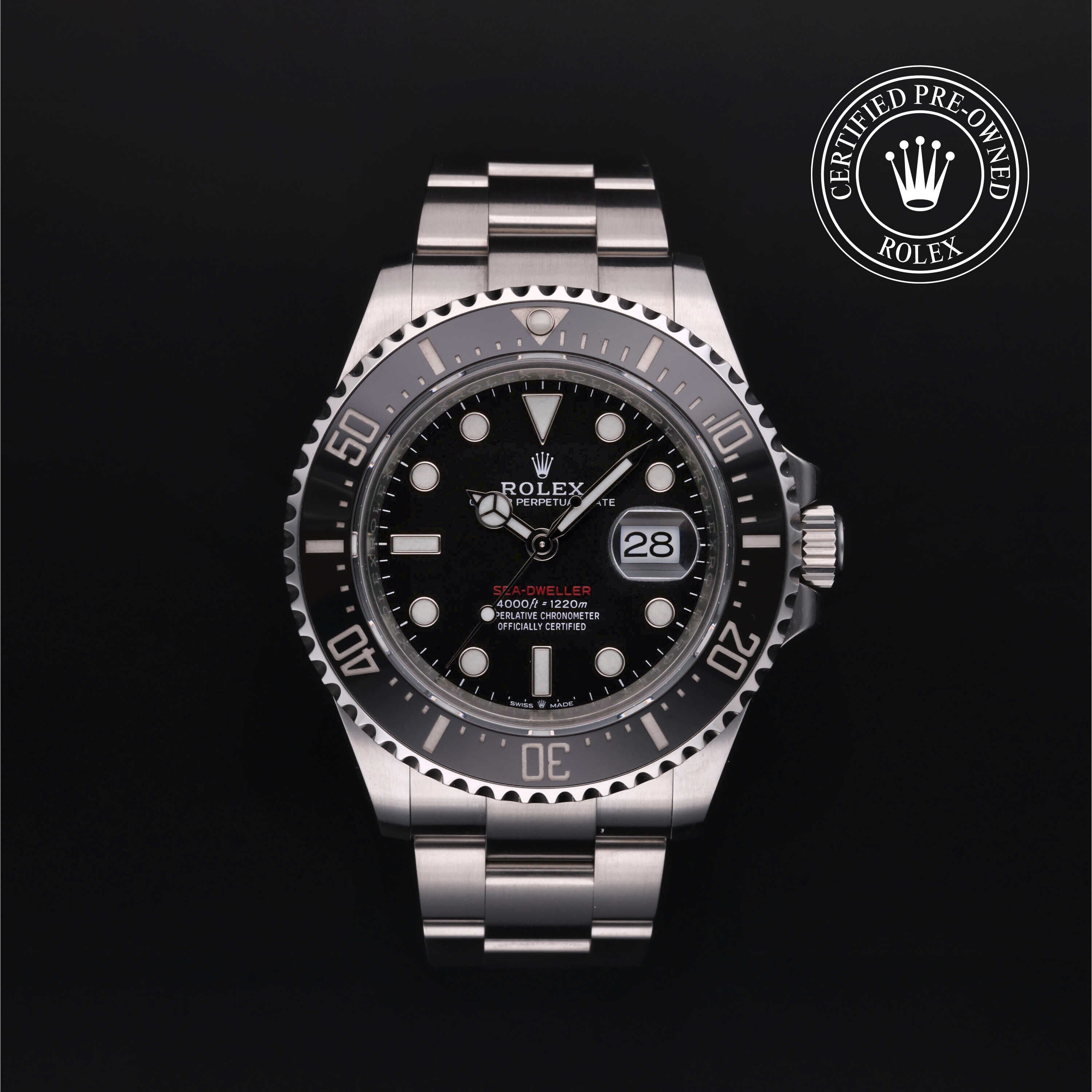 Rolex Certified Pre-owned Sea-Dweller M126600-0001 front on black background