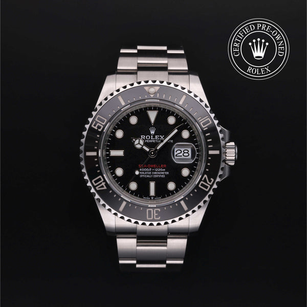 Rolex Certified Pre-owned Sea-Dweller M126600-0001 front on black background