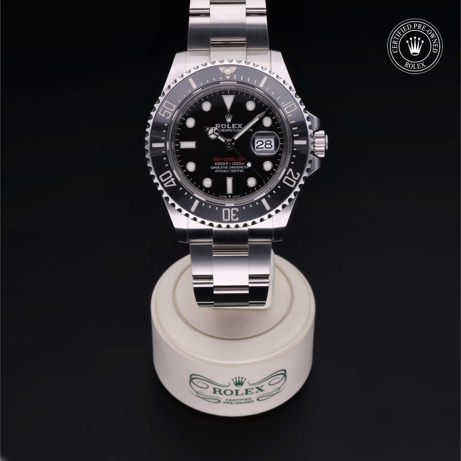 Rolex Certified Pre-owned Sea-Dweller M126600-0001 front on black background