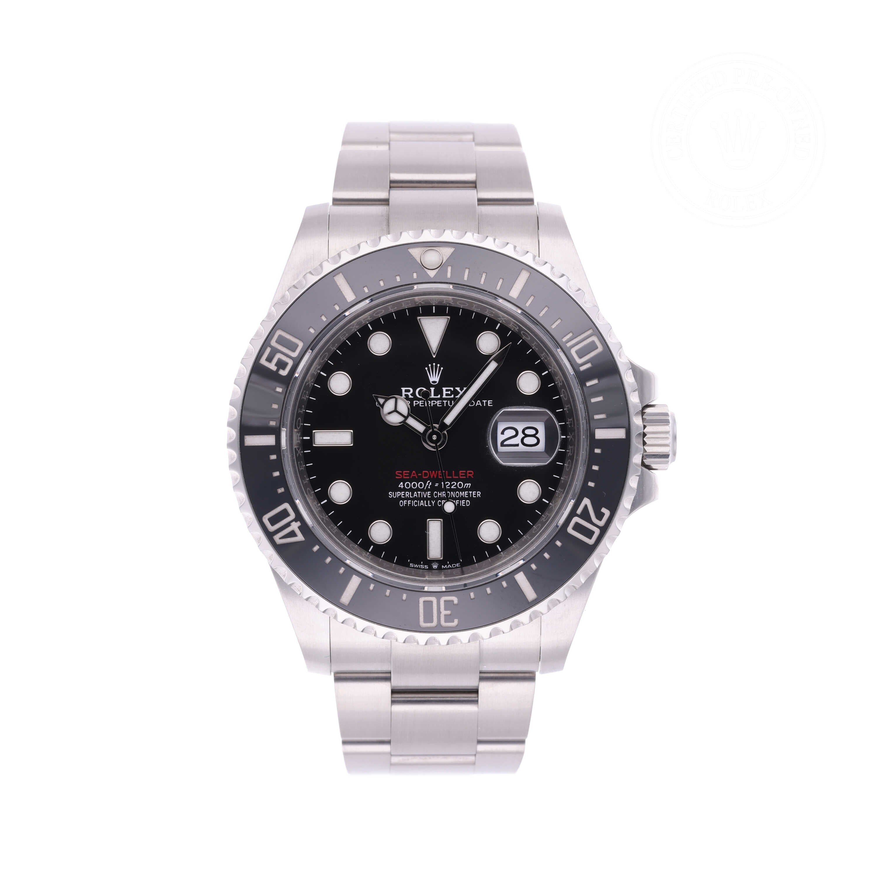 Rolex Certified Pre-owned Sea-Dweller M126600-0001 front on white background