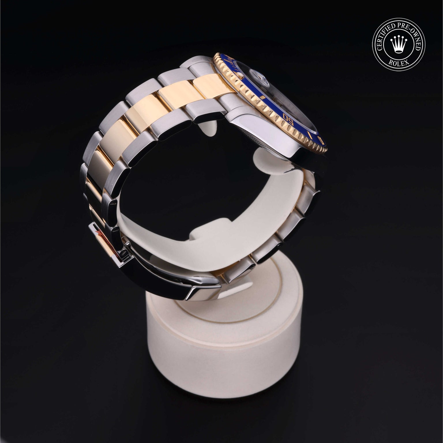 Rolex Certified Pre-owned Submariner M126613LB-0002 front on black background