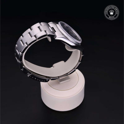 Rolex Certified Pre-owned Air-King M14000-0004 front on black background
