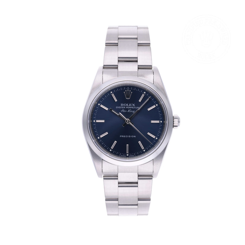 Rolex Certified Pre-owned Air-King M14000-0004 front on white background