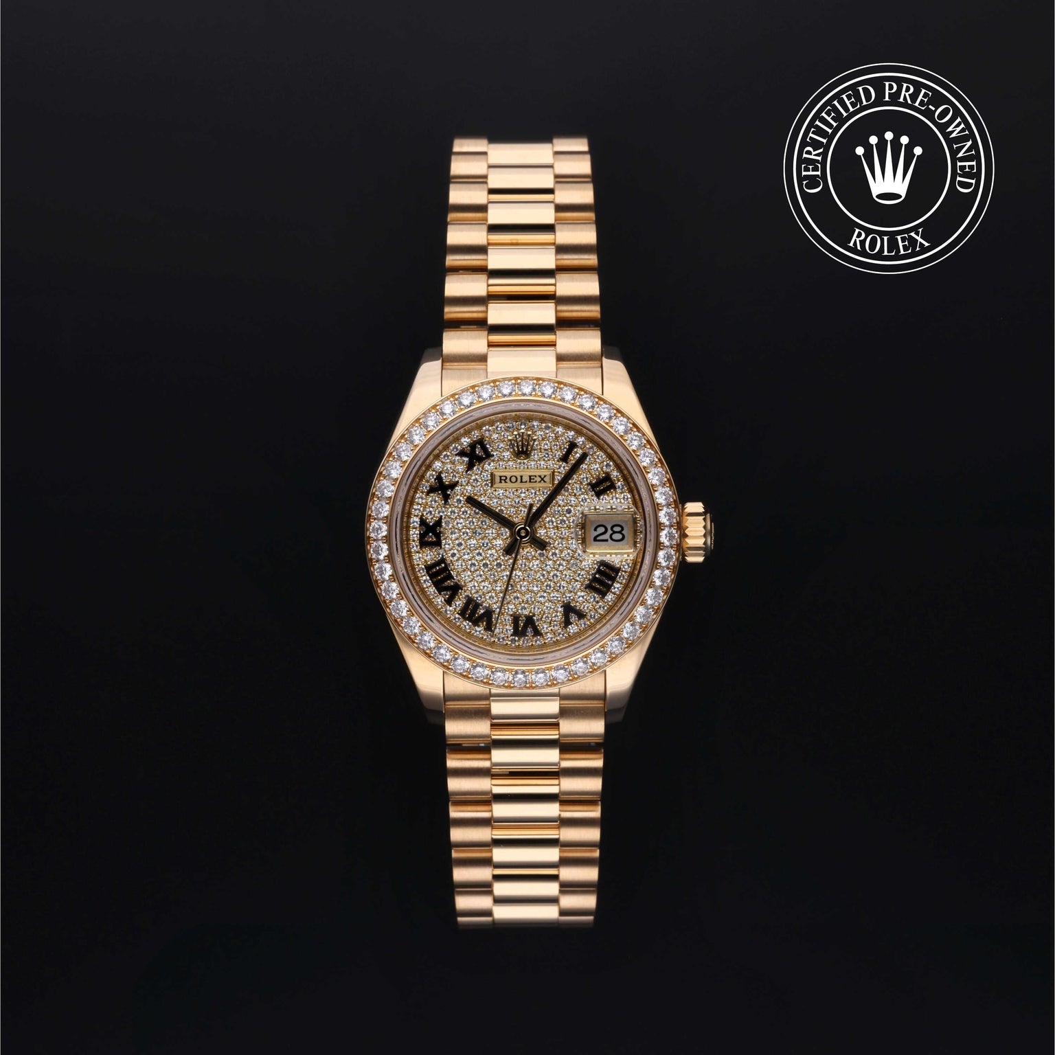 Rolex Certified Pre-owned Lady Datejust M279138RBR-0030 front on black background