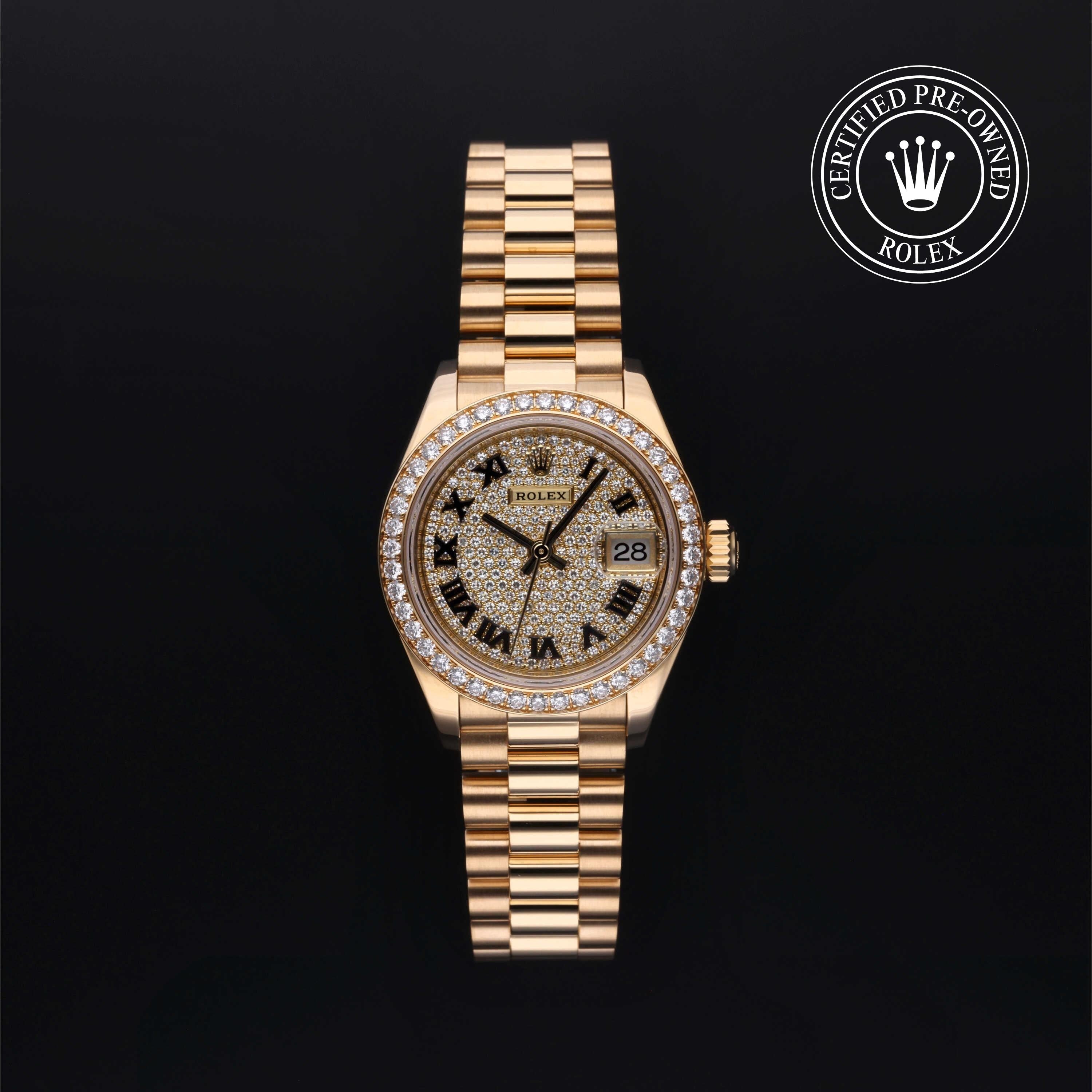 Rolex Certified Pre-owned Lady Datejust M279138RBR-0030 front on black background