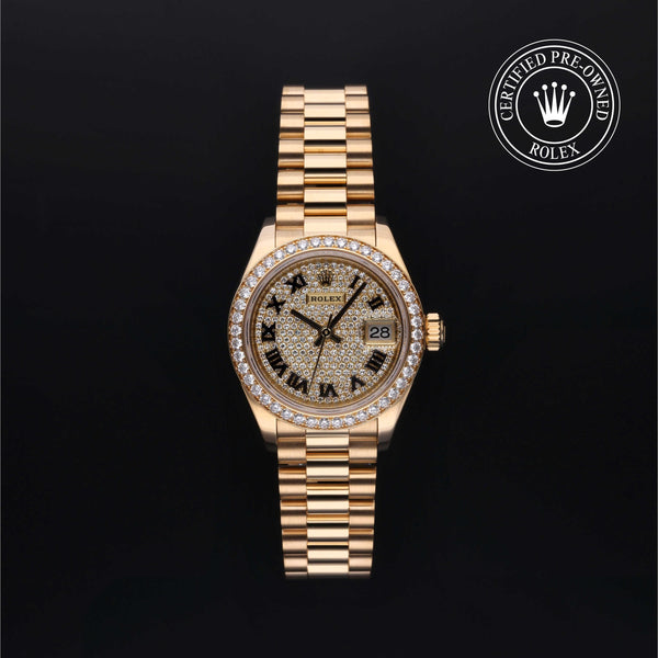 Rolex Certified Pre-owned Lady Datejust M279138RBR-0030 front on black background