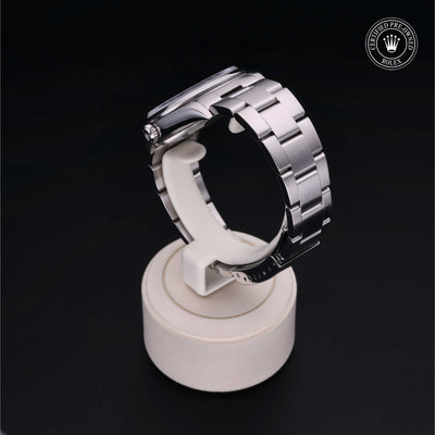 Rolex Certified Pre-owned Air-King M14000M-0009 front on black background