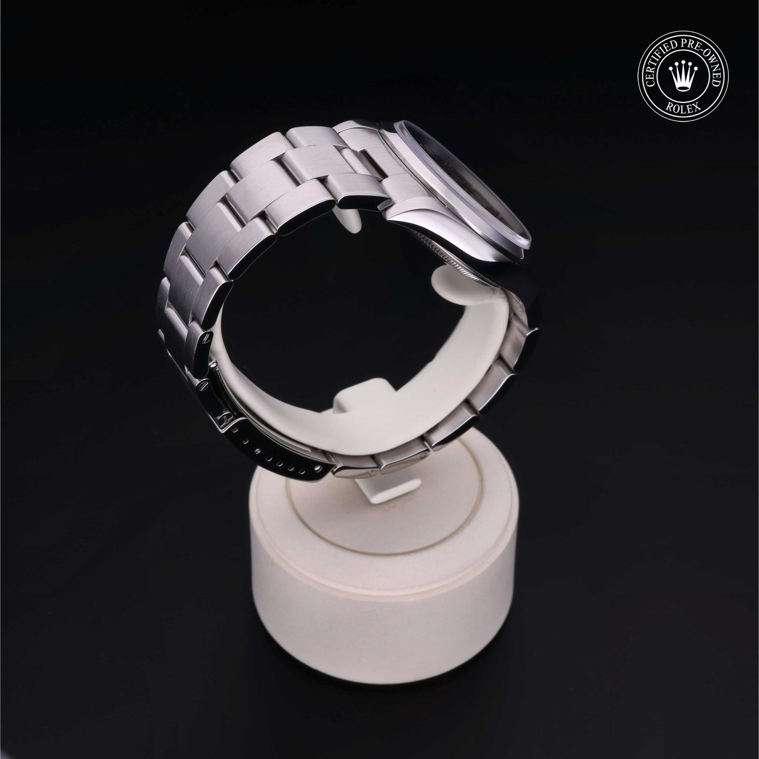 Rolex Certified Pre-owned Air-King M14000M-0009 front on black background