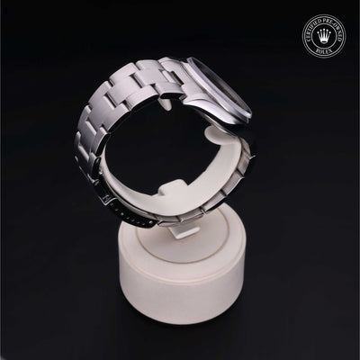 Rolex Certified Pre-owned Air-King M14000M-0009 front on black background
