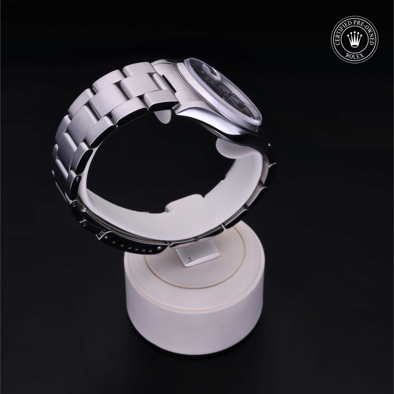 Rolex Certified Pre-owned Datejust M16200-0037 front on black background