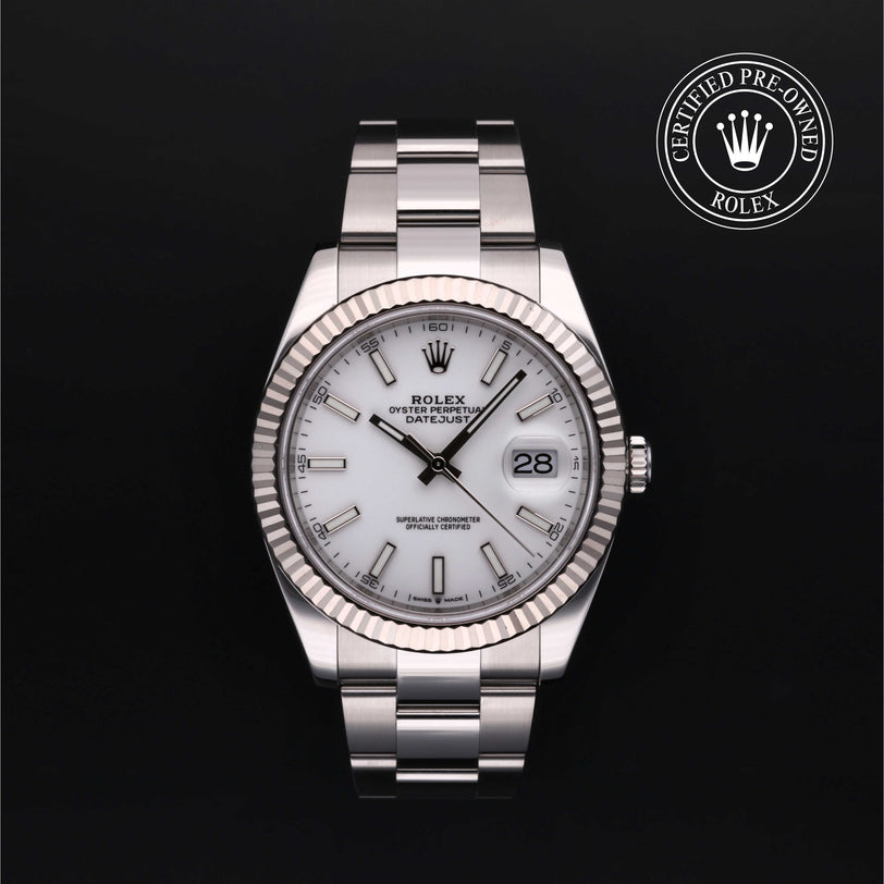 Rolex Certified Pre-owned Datejust M126334-0010 front on black background