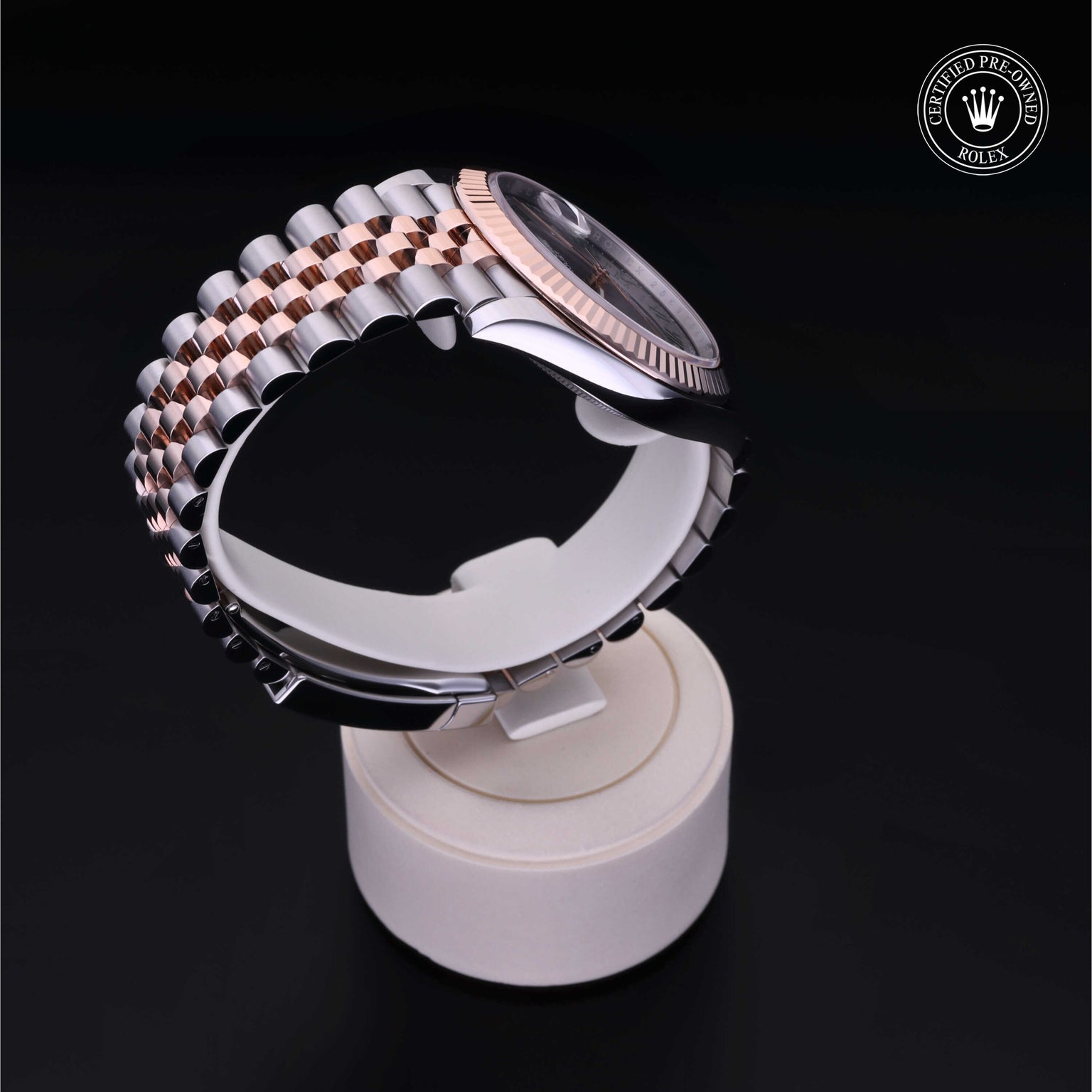 Rolex Certified Pre-owned Datejust M126331-0016 front on black background