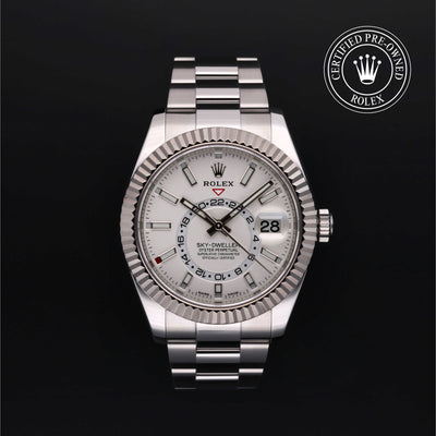 Rolex Certified Pre-owned Sky-Dweller M326934-0001 front on black background