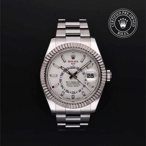 Rolex Certified Pre-owned Sky-Dweller M326934-0001 front on black background