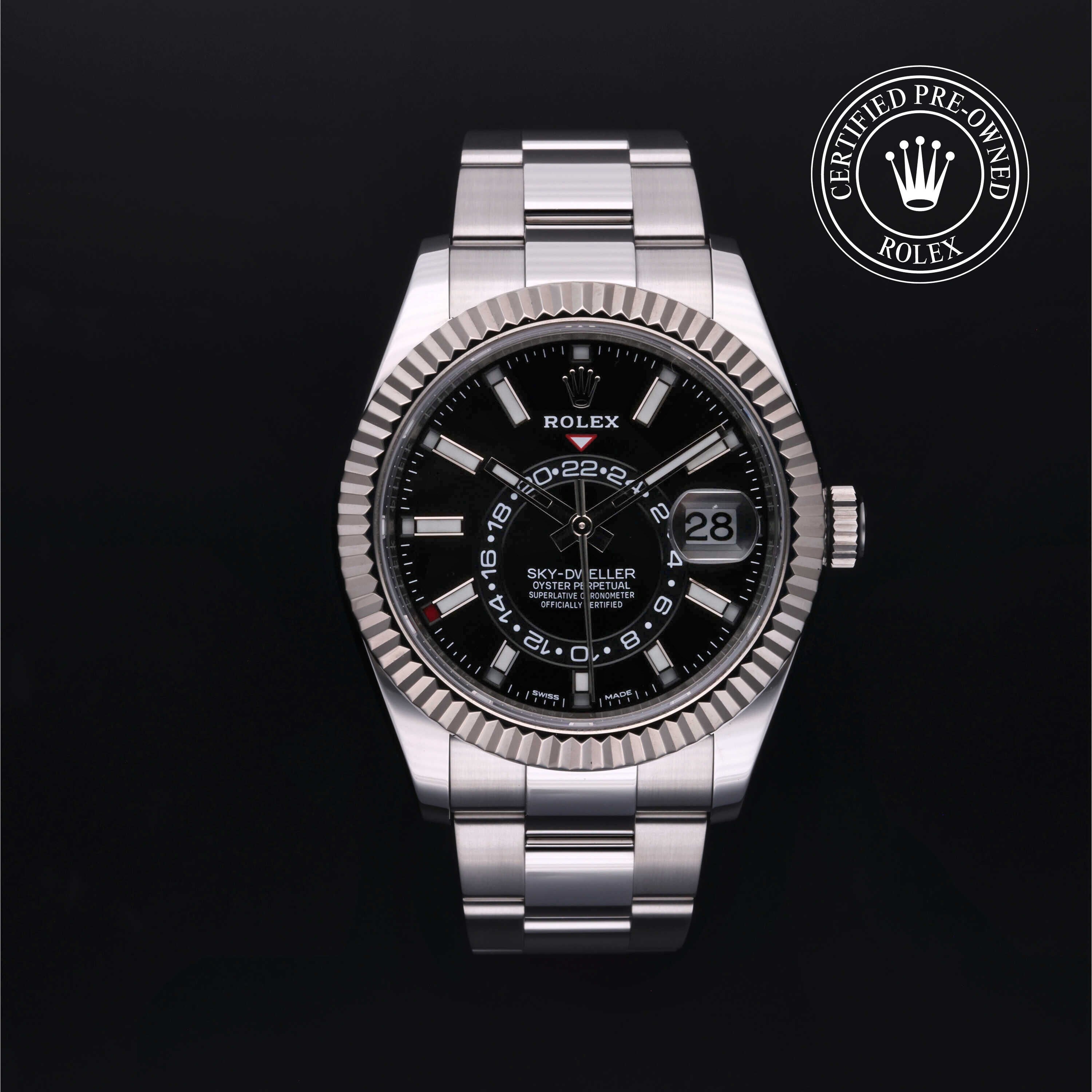 Rolex Certified Pre-owned Sky-Dweller M326934-0005 front on black background