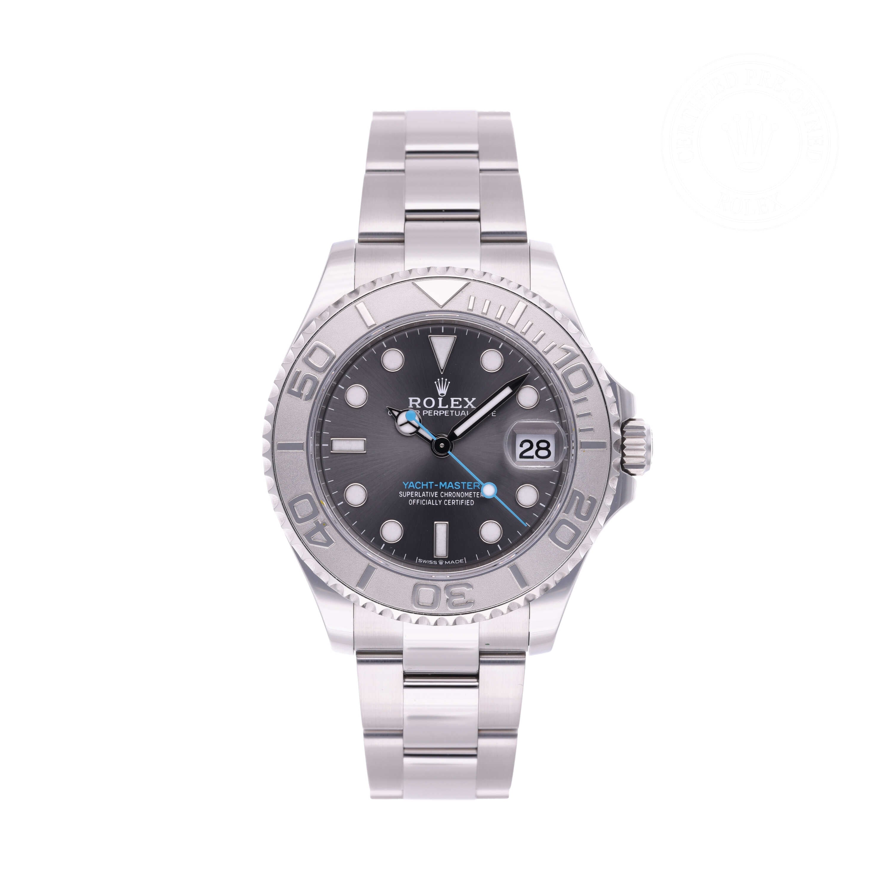 Rolex Certified Pre-owned Yacht-Master M268622-0002 front on white background