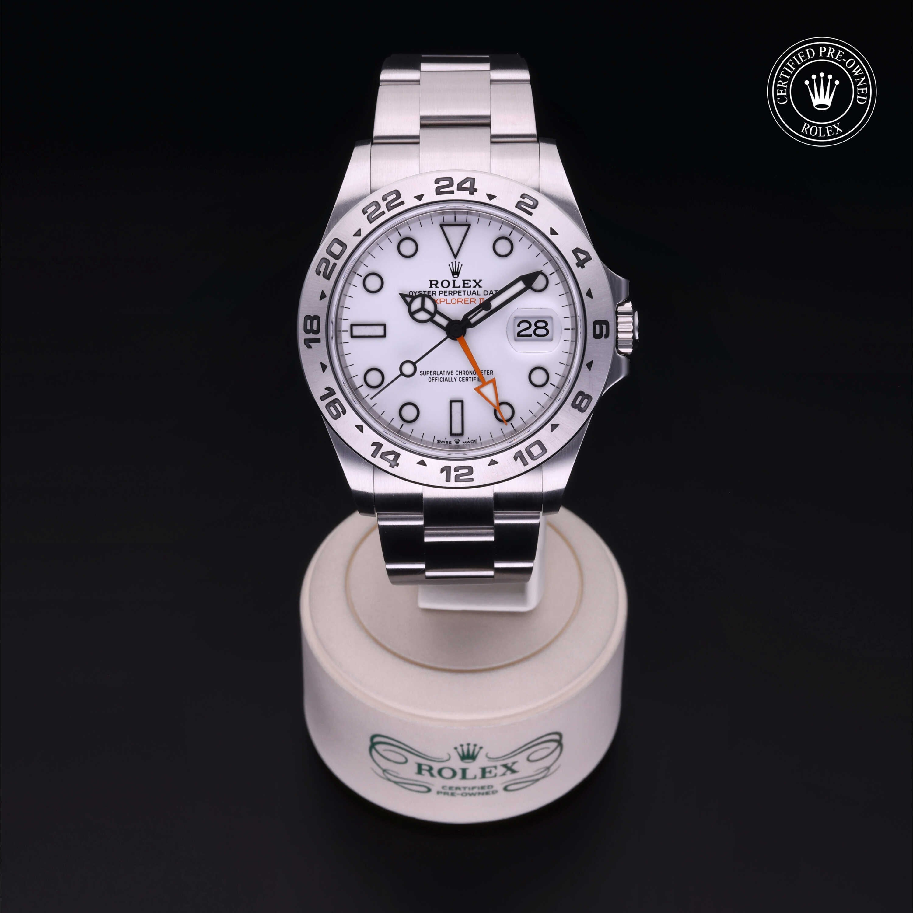 Rolex Certified Pre-owned Explorer M226570-0001 front on black background