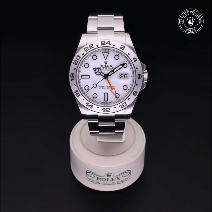 Rolex Certified Pre-owned Explorer M226570-0001 front on black background