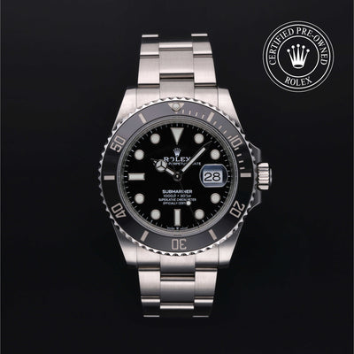 Rolex Certified Pre-owned Submariner M126610LN-0001 front on black background
