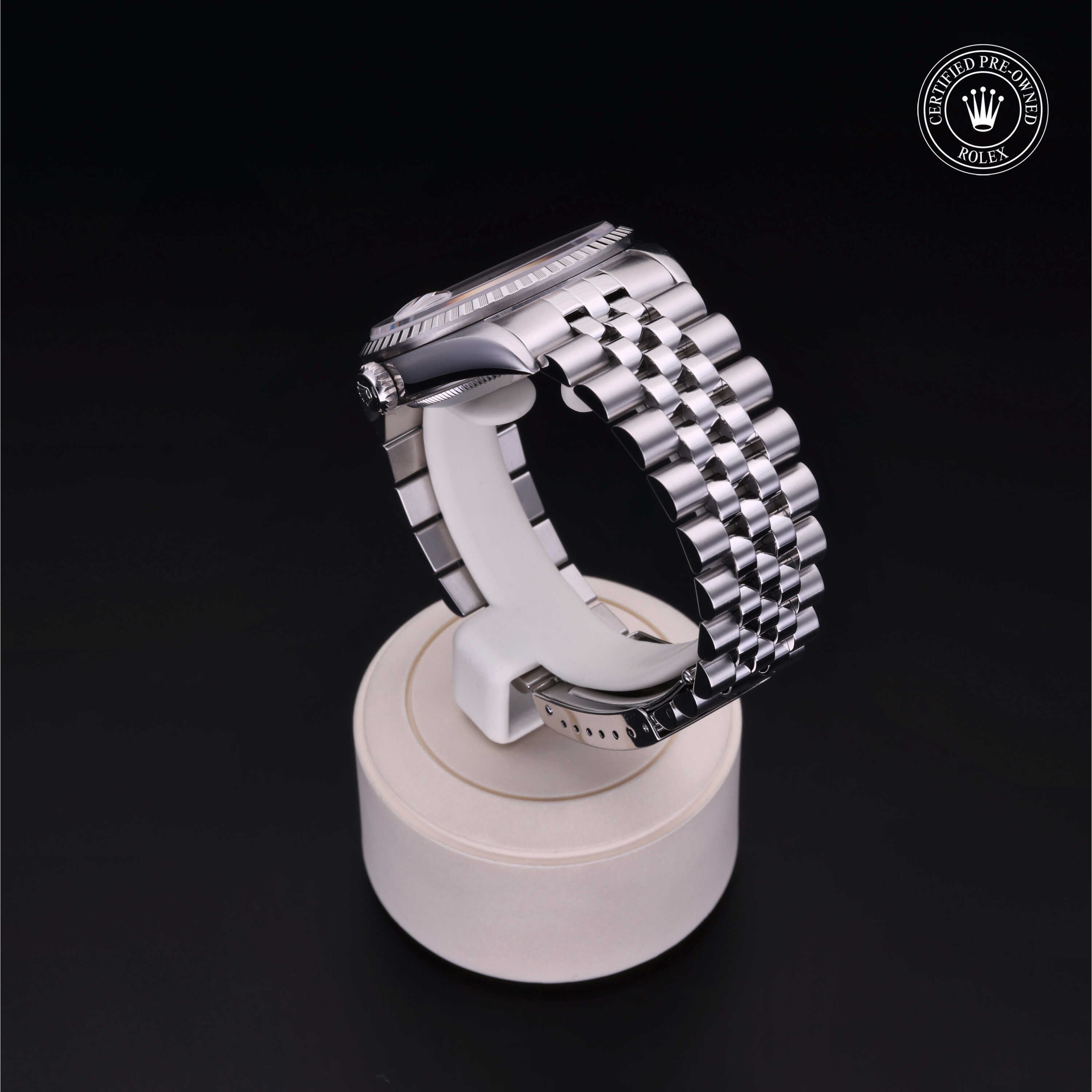 Rolex Certified Pre-owned Datejust M16220-0032 front on black background