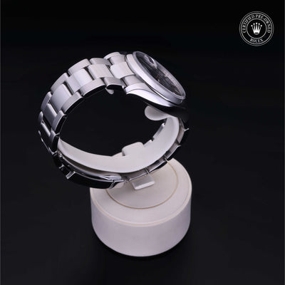 Rolex Certified Pre-owned Date M115200-0004 front on black background