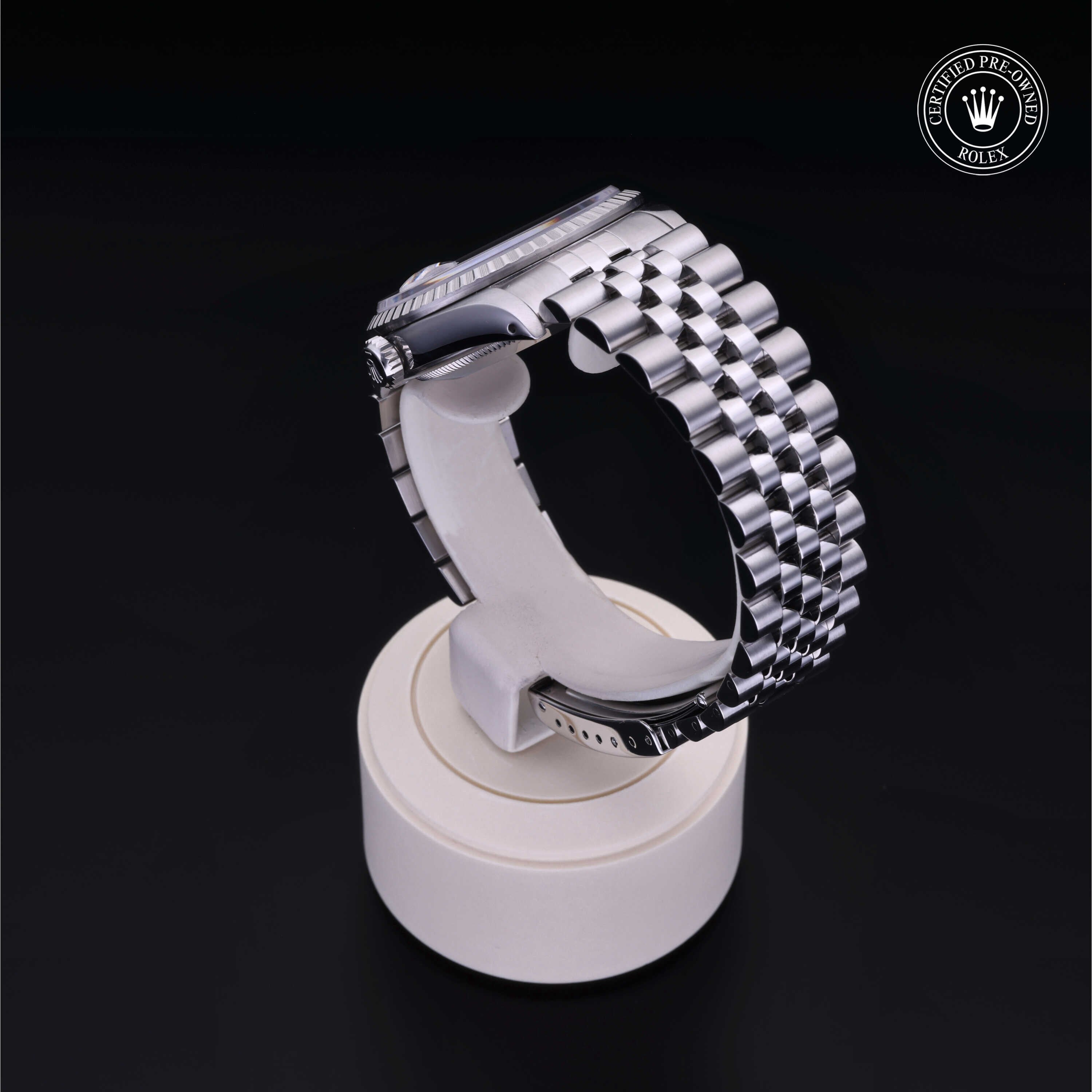 Rolex Certified Pre-owned Datejust M16220-0033 front on black background