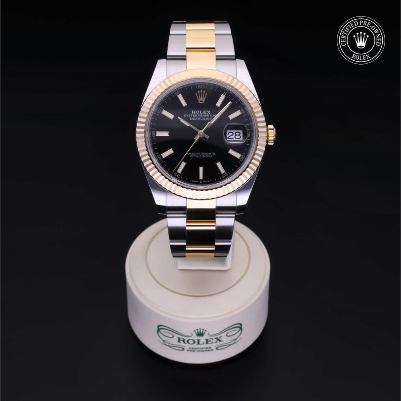 Rolex Certified Pre-owned Datejust M126333-0013 front on black background