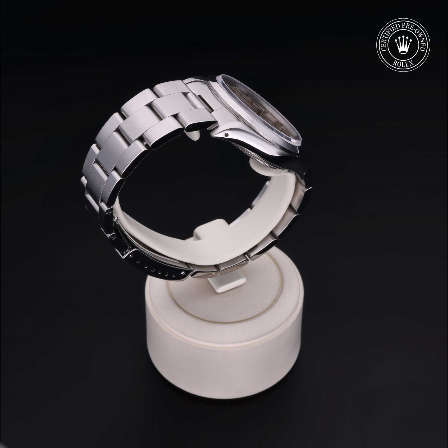 Rolex Certified Pre-owned Air-King M14000-0001 front on black background