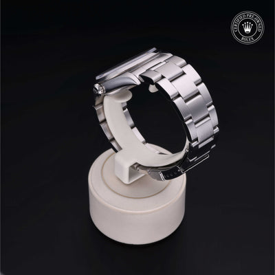 Rolex Certified Pre-owned Explorer M14270-0001 front on black background