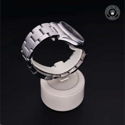 Rolex Certified Pre-owned Explorer M14270-0001 front on black background