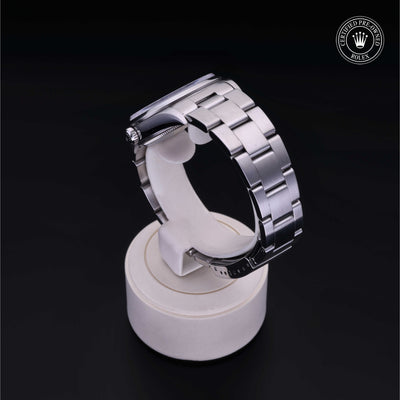 Rolex Certified Pre-owned Air-King M14000M-0008 front on black background