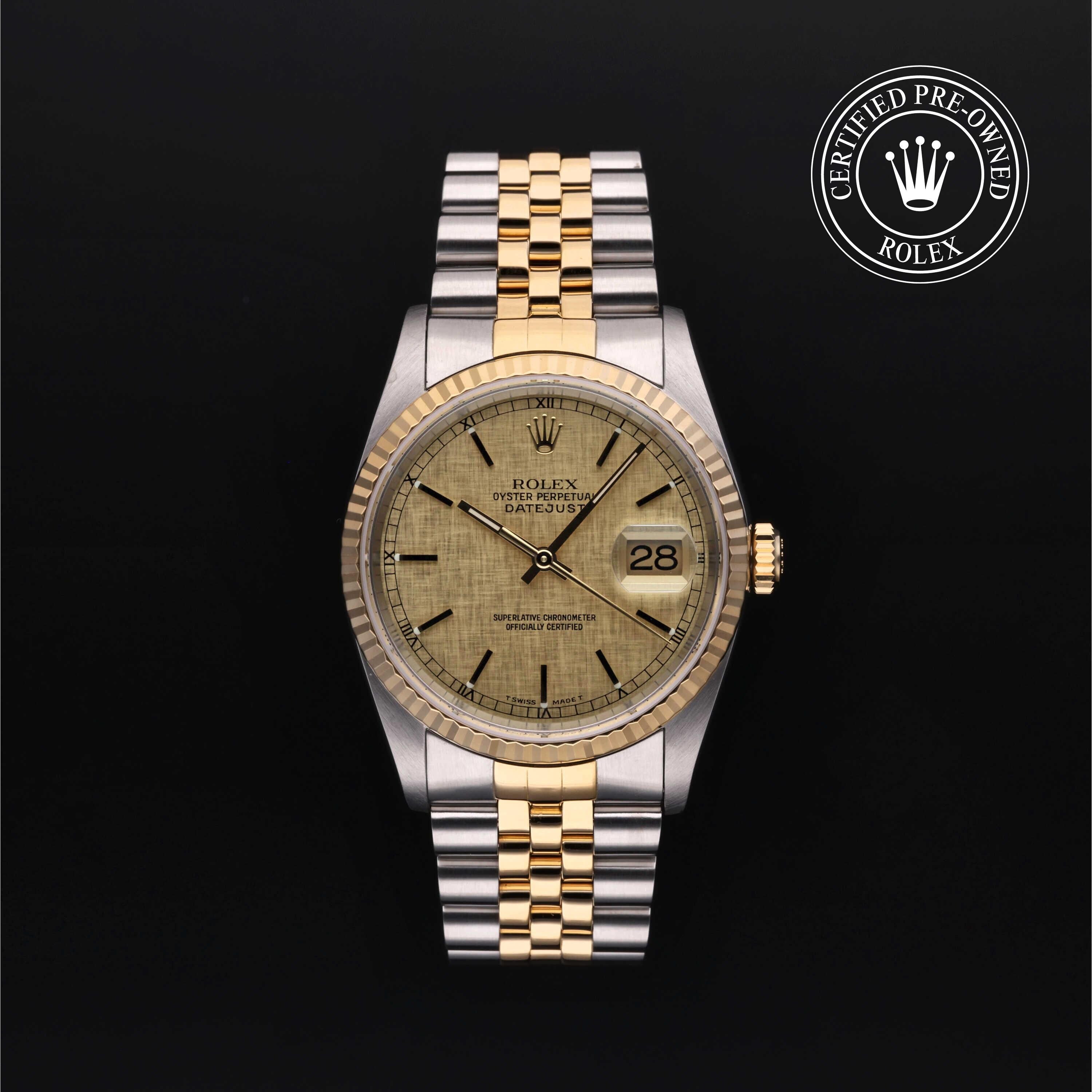 Rolex CPO Datejust M16233 front on white background