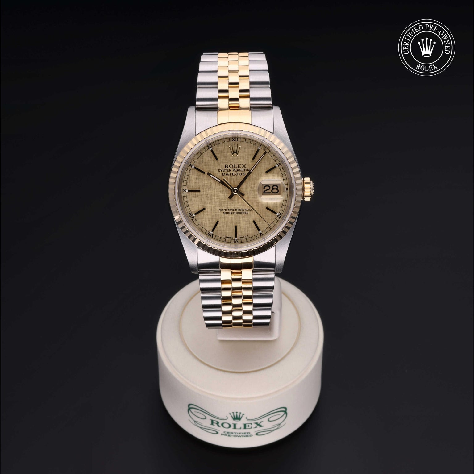 Rolex CPO Datejust M16233 front on white background