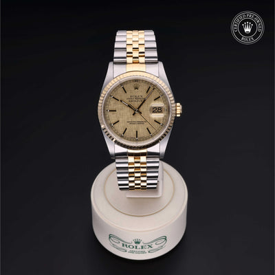 Rolex CPO Datejust M16233 front on white background