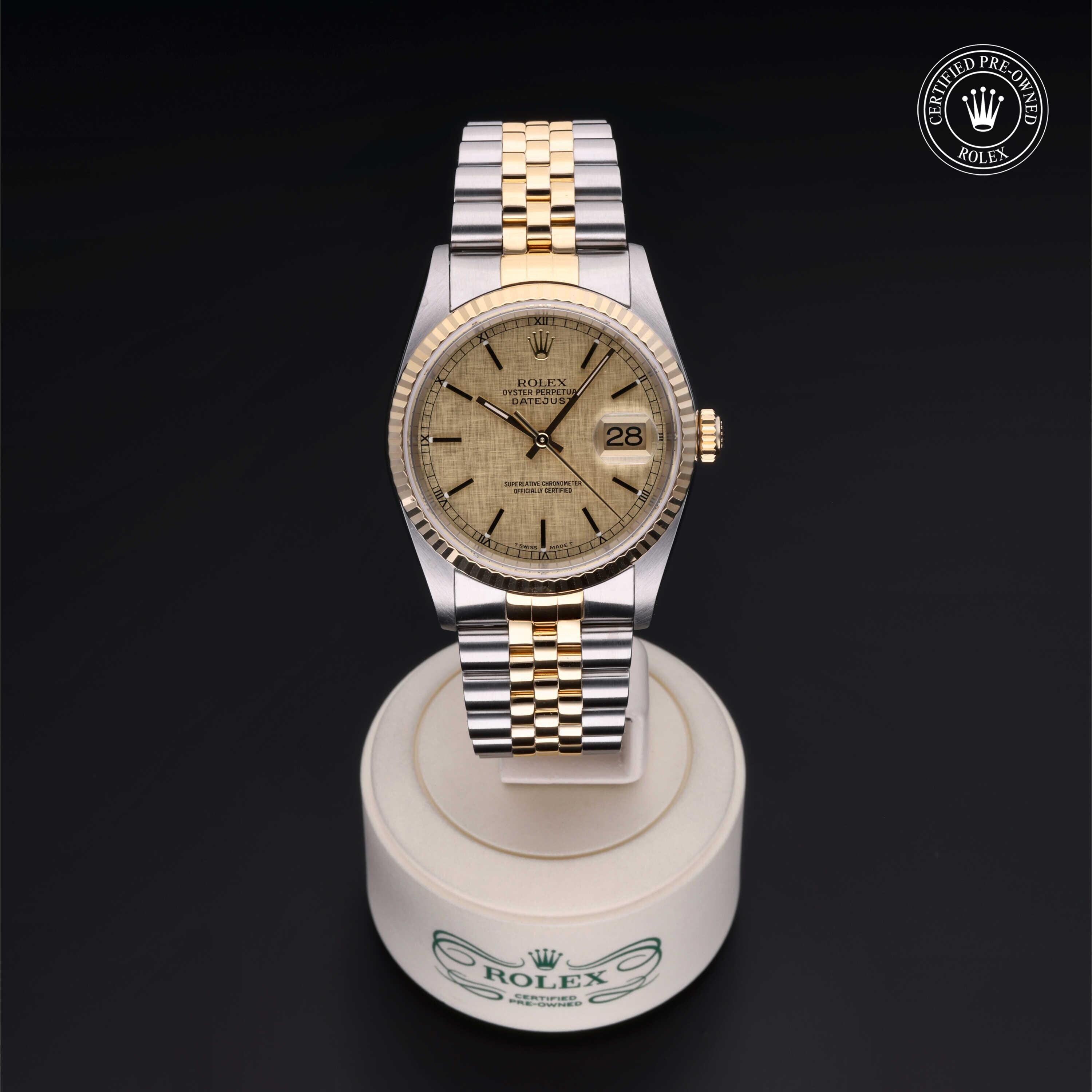 Rolex CPO Datejust M16233 front on white background