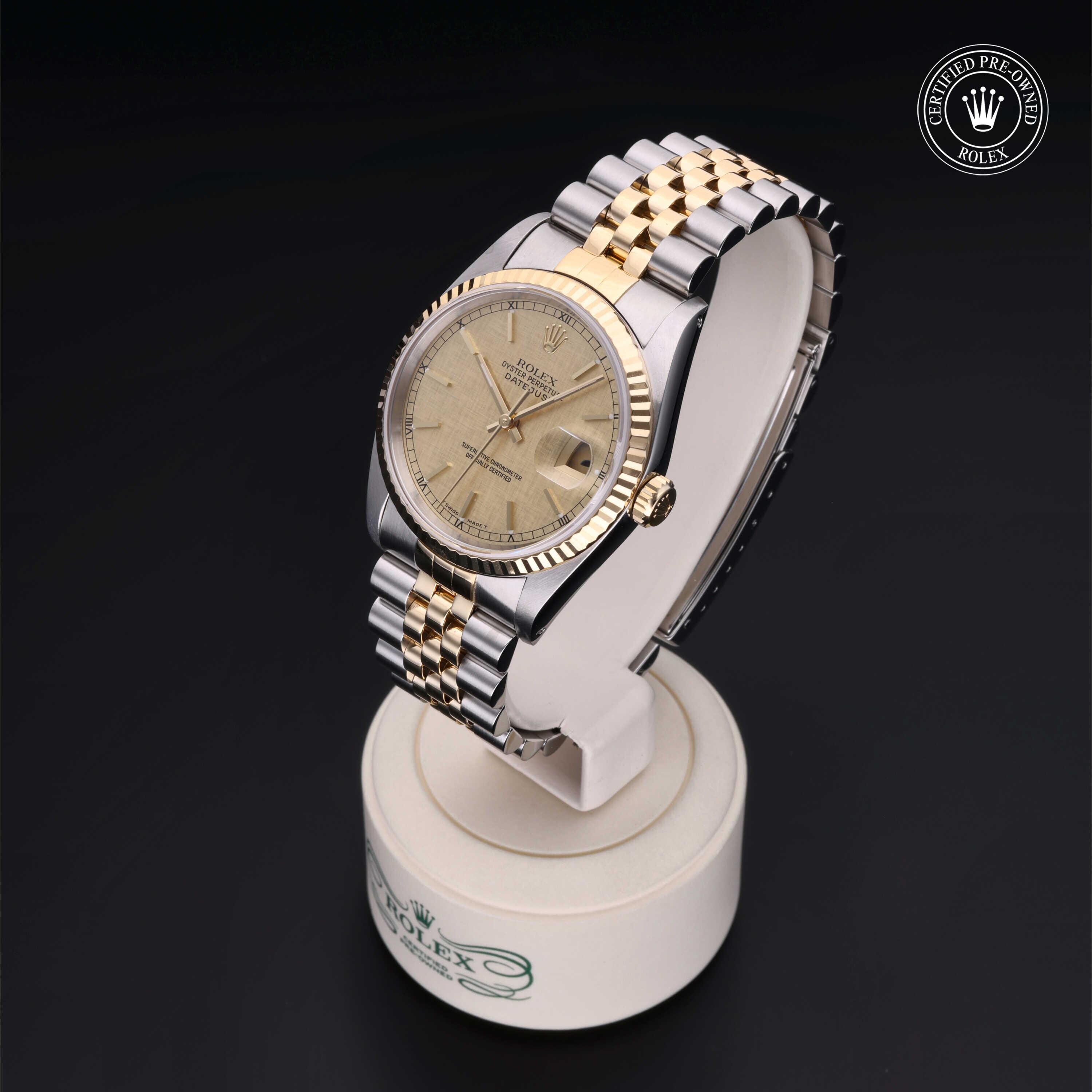 Rolex CPO Datejust M16233 front on white background