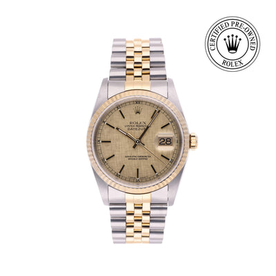Rolex CPO Datejust M16233 front on white background