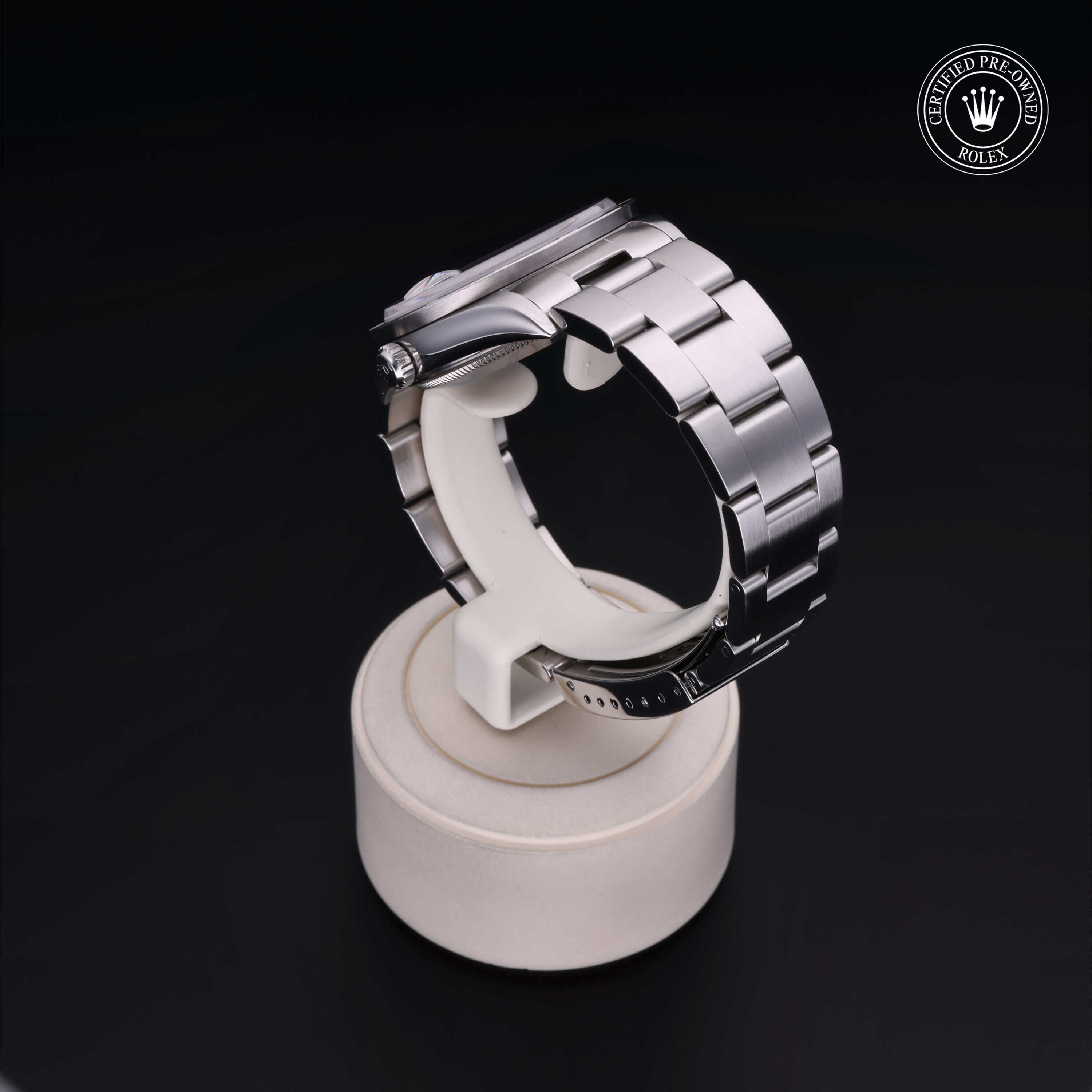 Rolex Certified Pre-owned Date M15210-0009 front on black background