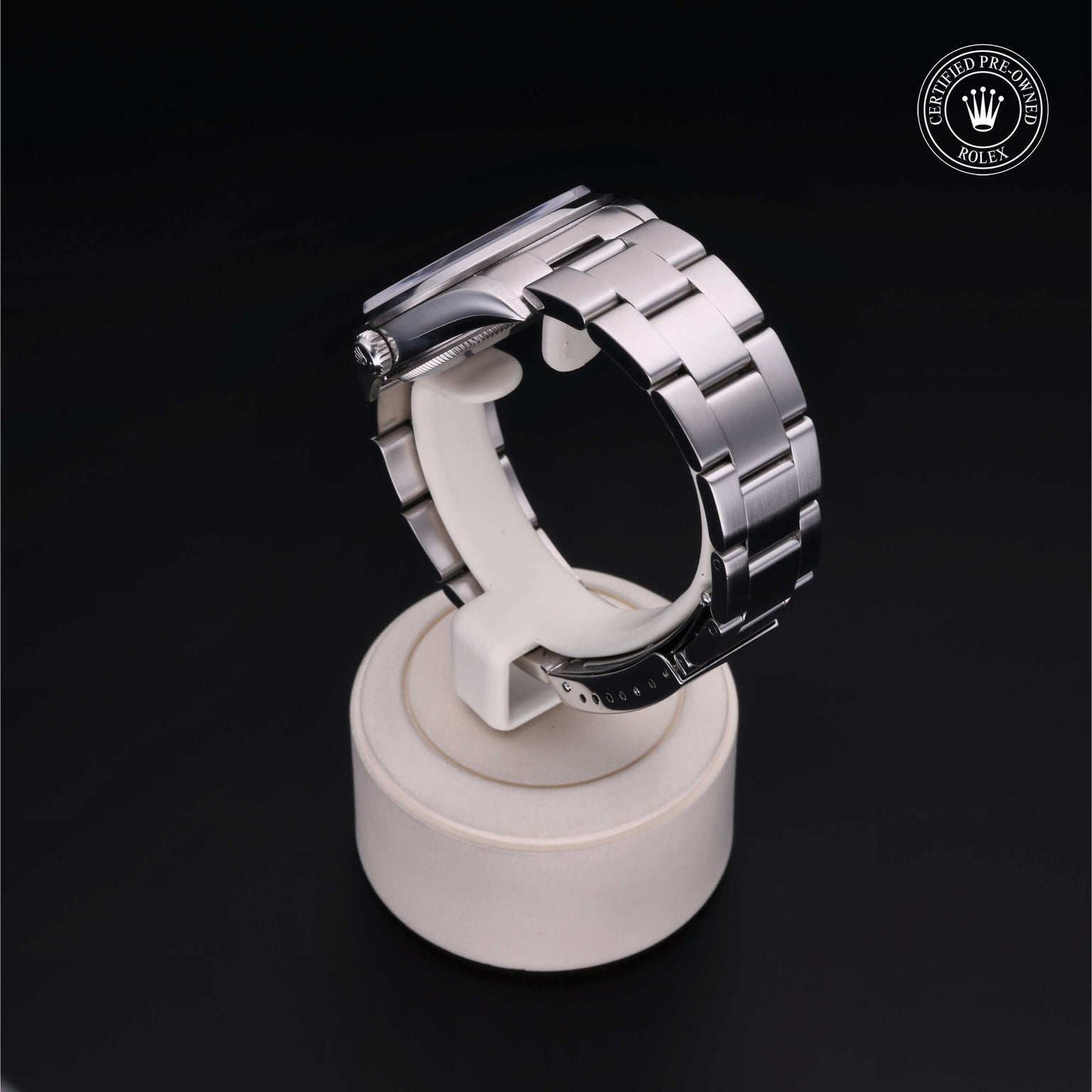 Rolex Certified Pre-owned Air-King M14000M-0010 front on black background