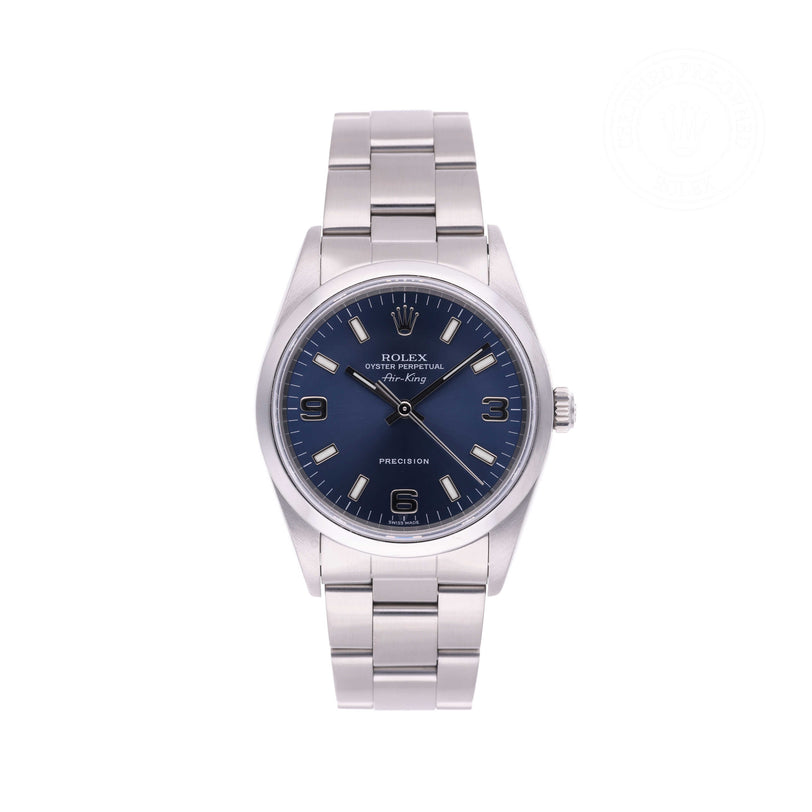 Rolex Certified Pre-owned Air-King M14000M-0010 front on white background