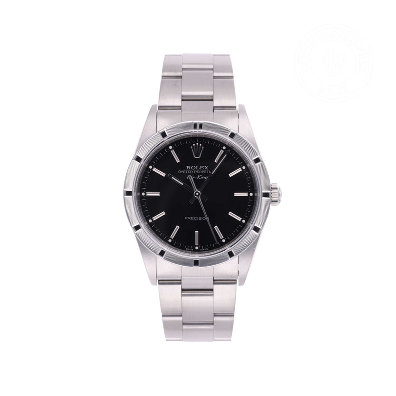 Rolex Certified Pre-owned Air-King M14010M-0012 front on white background