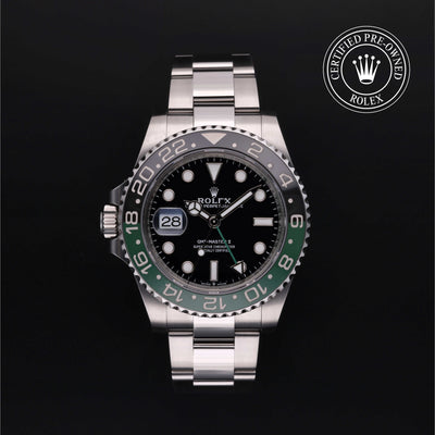 Rolex Certified Pre-owned GMT M126720VTNR-0001 front on black background