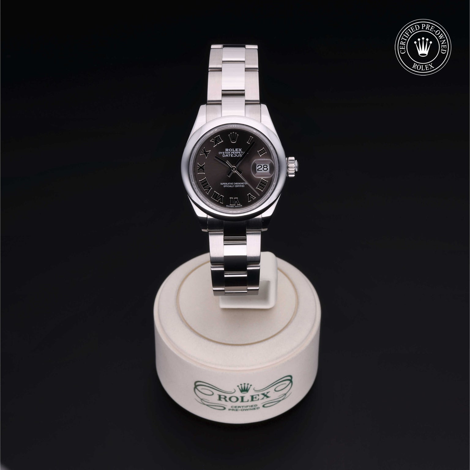 Rolex Certified Pre-owned Lady Datejust M279160-0012 front on black background