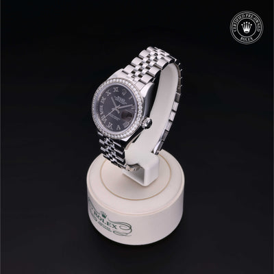 Rolex Certified Pre-owned Lady Datejust M279384RBR-0015 front on black background