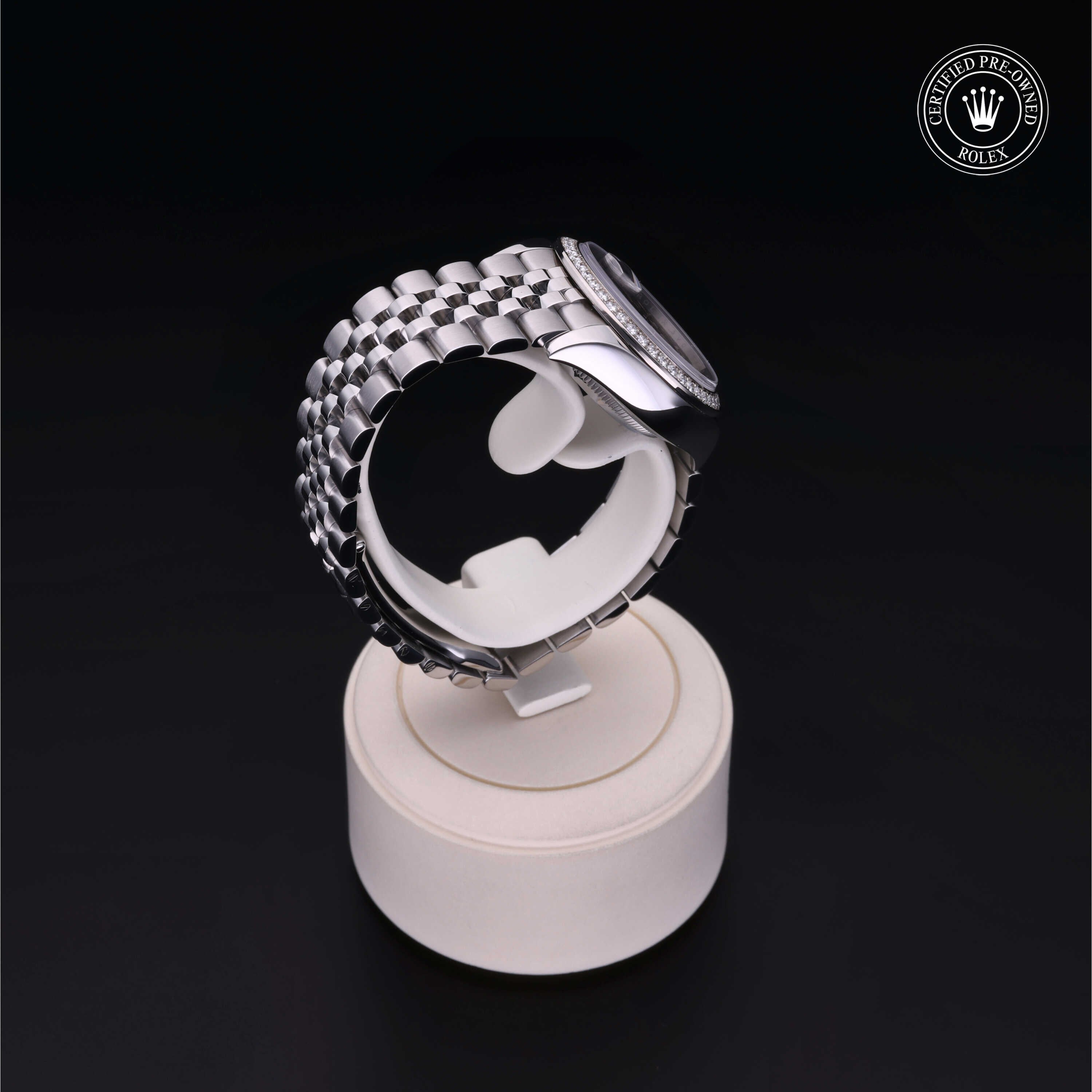 Rolex Certified Pre-owned Lady Datejust M279384RBR-0015 front on black background